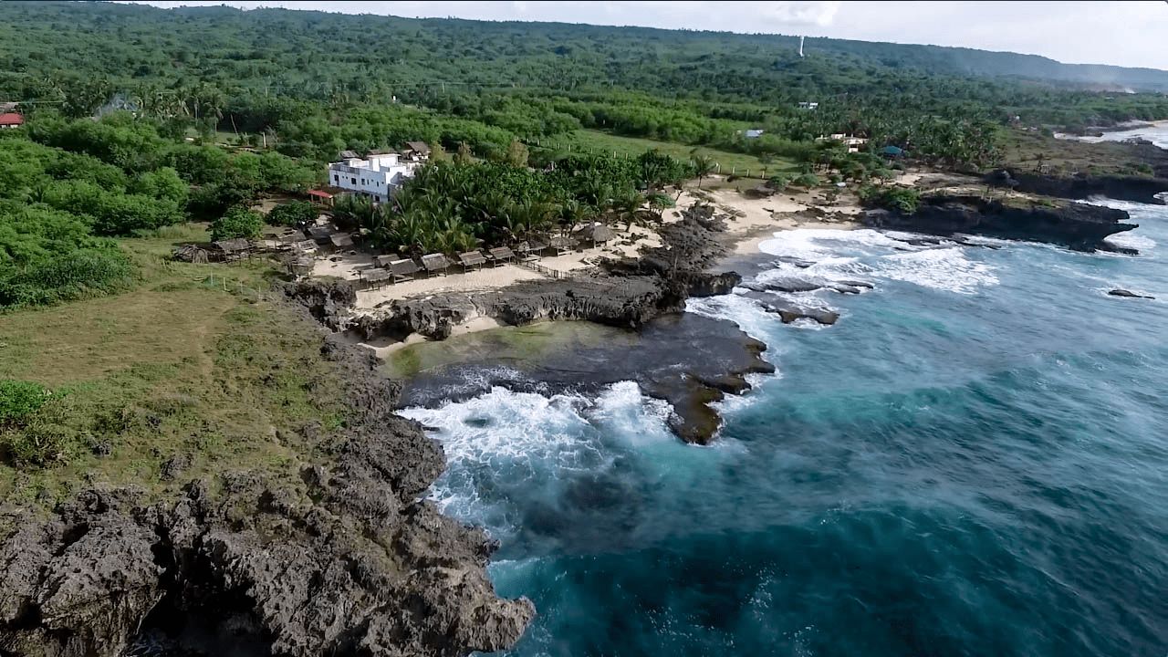 patar rock formation in bolinao pangasinan philippines beautiful drone shot